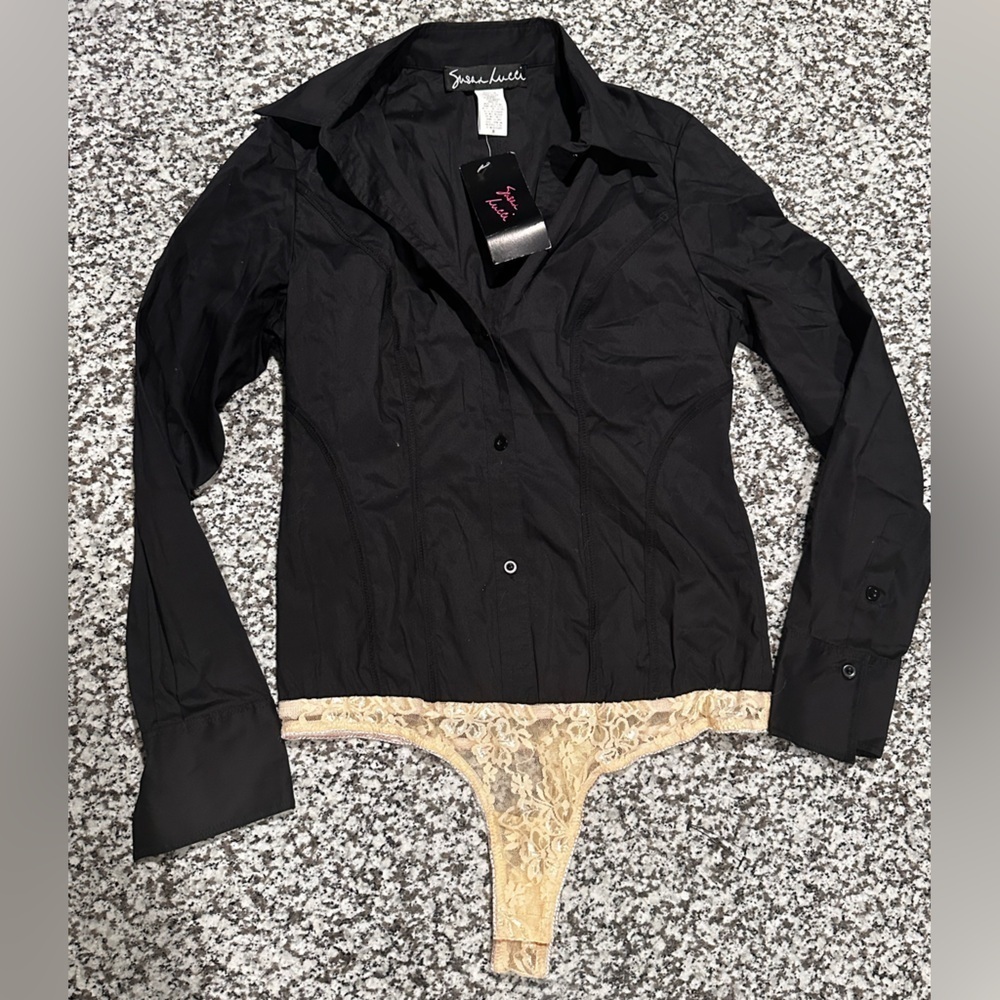 Women’s‎ black bottom lace bodysuit size 8 vintage nwt